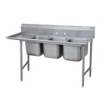 Advance Tabco Sink, three compartment, w/ L drainboard