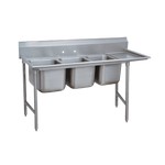 Advance Tabco Sink, three compartment, w/ R drainboard