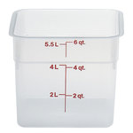 Cambro Food Container, Square, 6 qt., Translucent