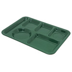 Carlisle Cafeteria Tray, 6-Comp., 10"x14", Forest Green