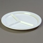 Carlisle 3-Compartment Plate, 10" dia., white