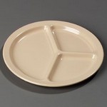 Carlisle 3-Compartment Plate, 10" dia., tan