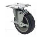 Focus Foodservice Caster Set, w/ Mounting Plates, 5" Wheels w/ Brakes, Set of 4