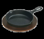 Oval Cast Iron Fajita Skillet with Gripper and Wood Underliner 12 5
