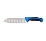 Mercer Tool Santoku Knife, granton edge, 7", blue