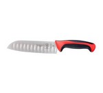 Mercer Tool Santoku Knife, granton edge, 7", red