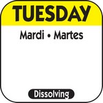 National Checking Co. 1 x 1 Trilingual Dissolvable Labels - Tuesday