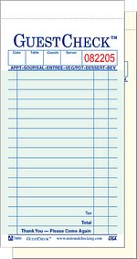 National Checking Co. Duplicate paper, carbonless green GUESTCHECK™