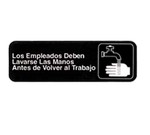 Tablecraft Sign, 3" x 9", "Los Empleados Deben Lavarse …"