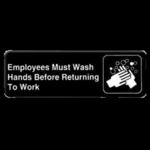 ThunderGroup Symbol Sign, 9" x 3", "Employees Must Wash Hands..."